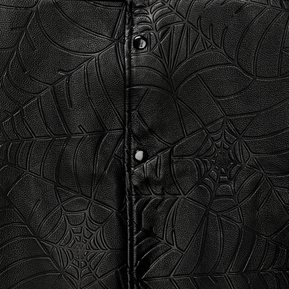 DEBOSSED WEB LEATHER JACKET - Image 3