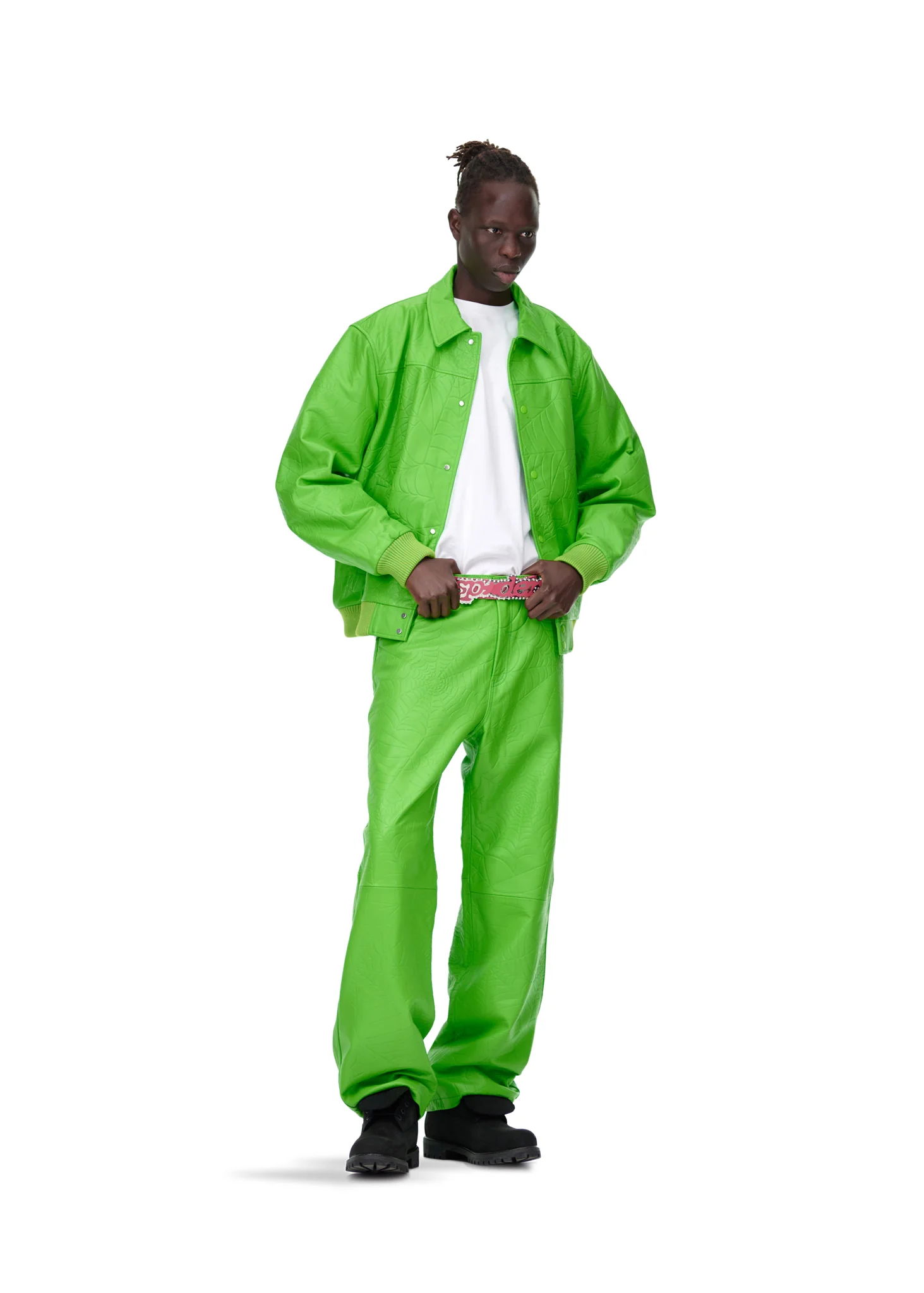 DEBOSSED WEB LEATHER PANT - Image 11