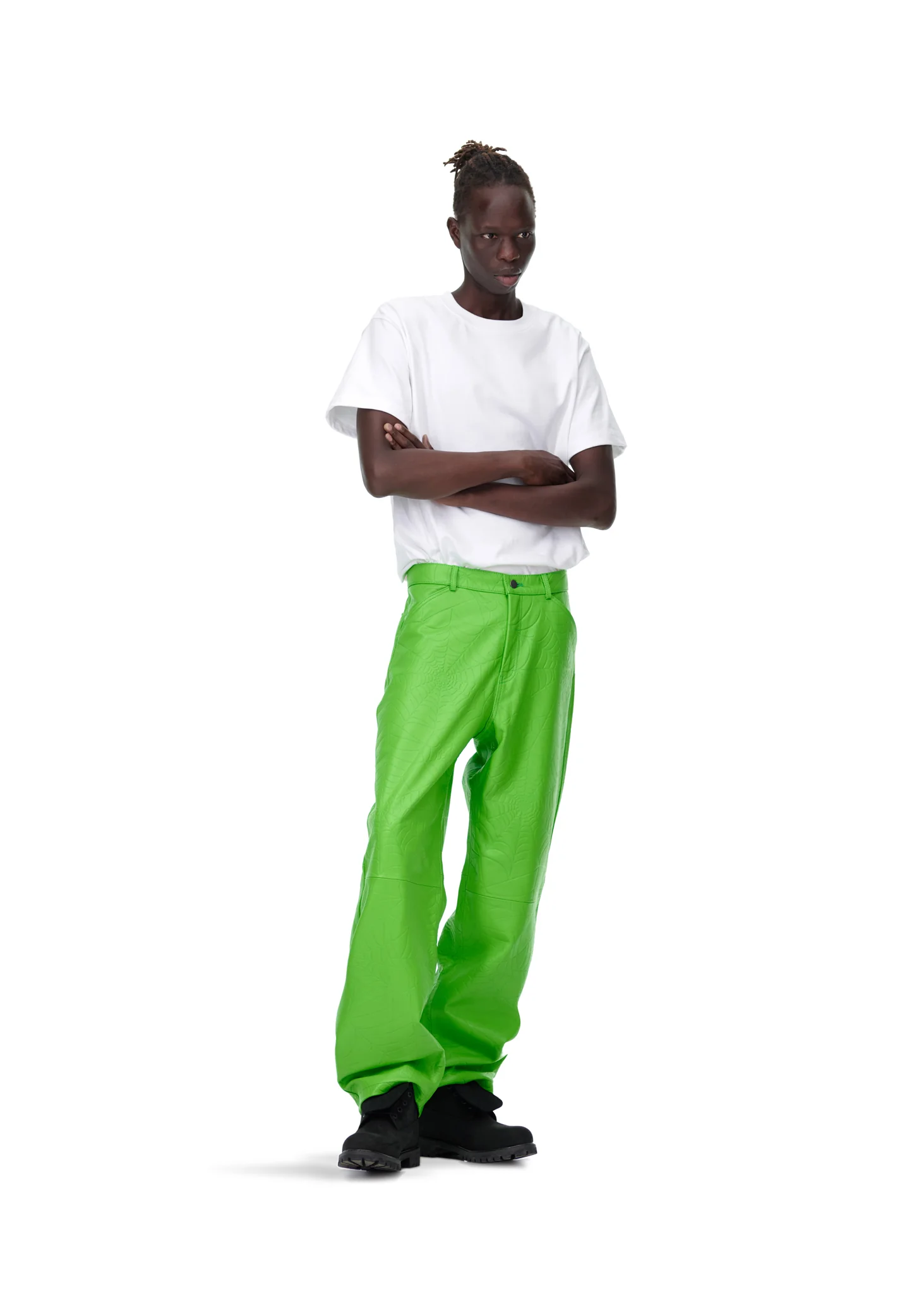 DEBOSSED WEB LEATHER PANT - Image 9