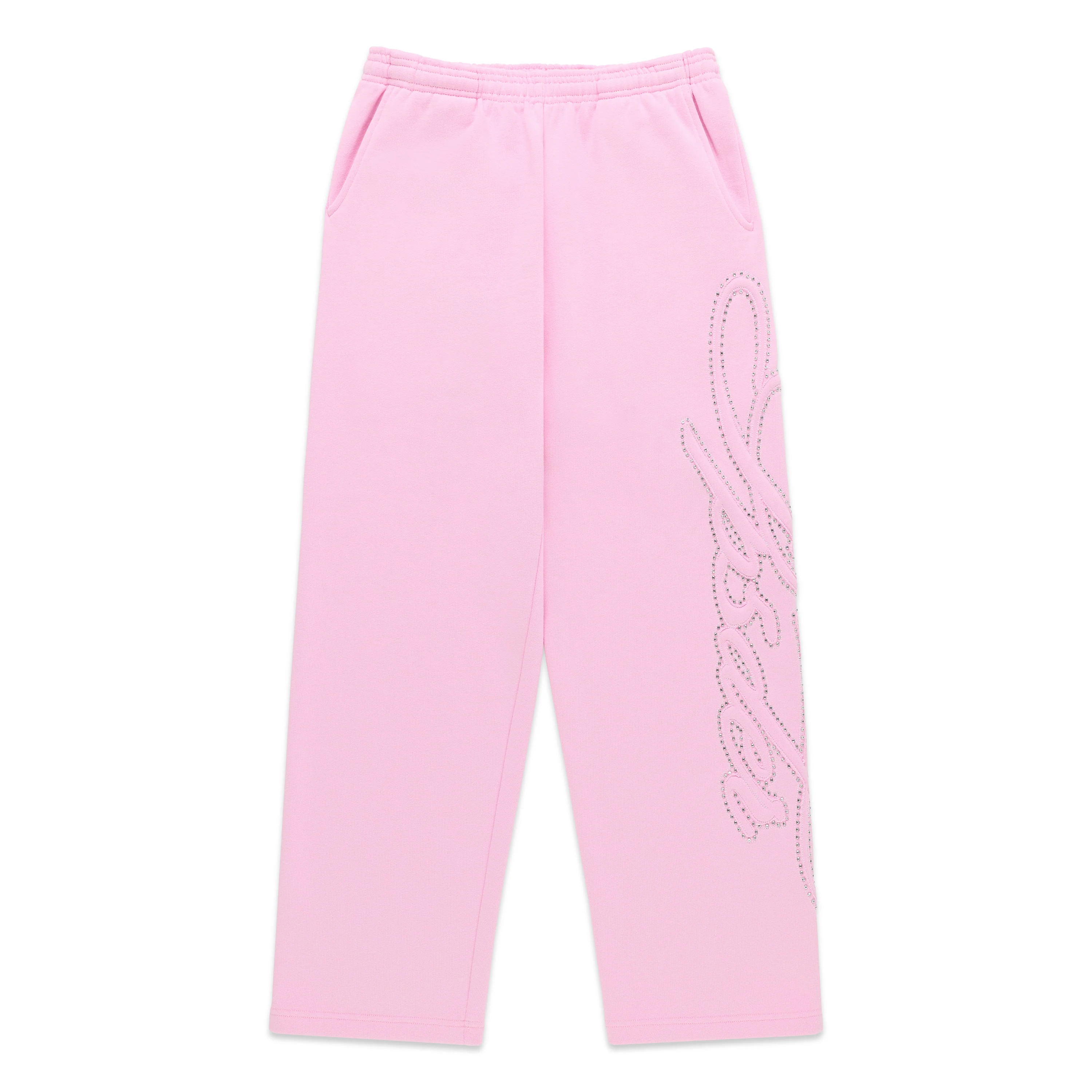 RHINESTONE SCRIPT WIDE LEG SWEATPANT
