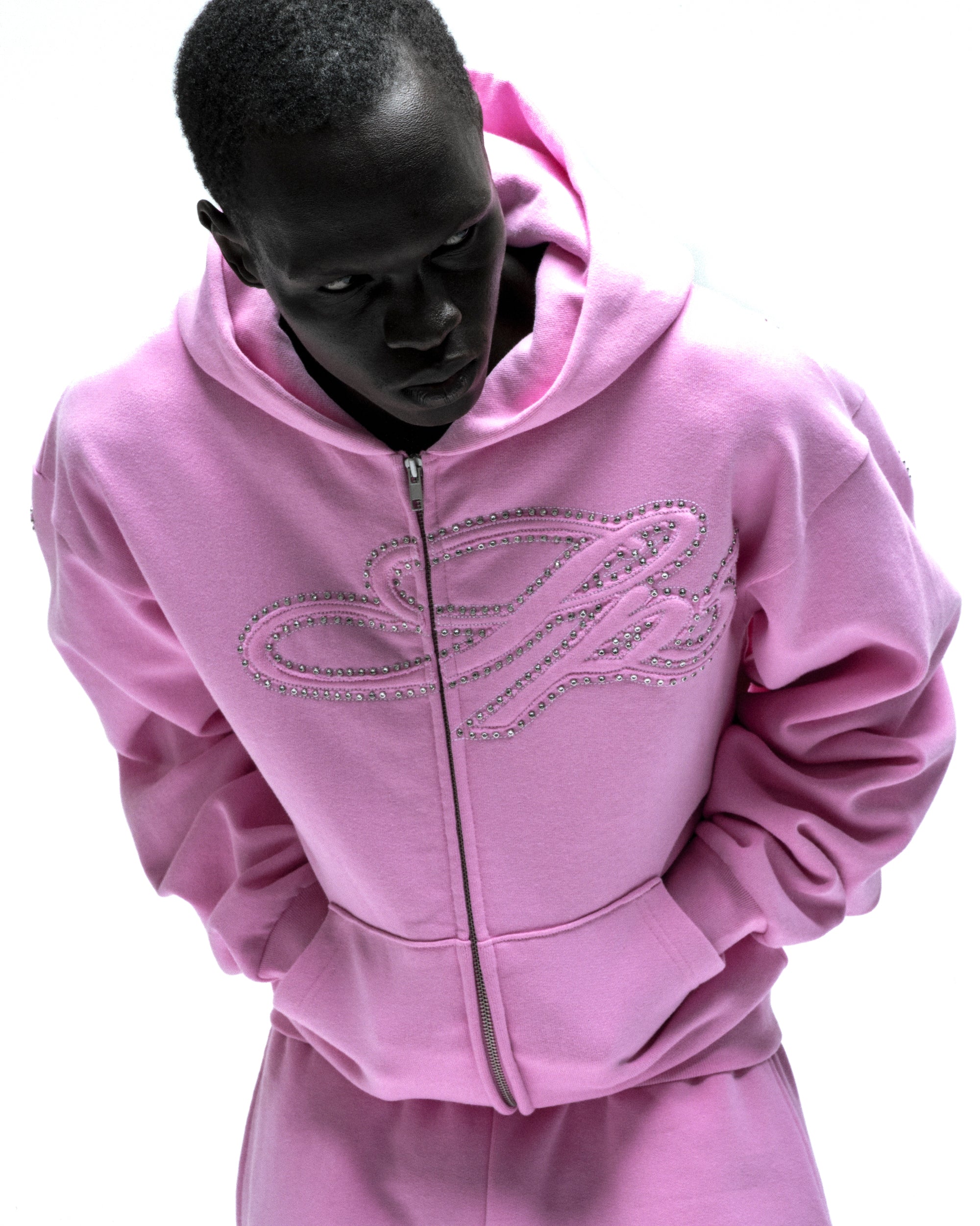 RHINESTONE SCRIPT ZIP HOODIE - Image 12