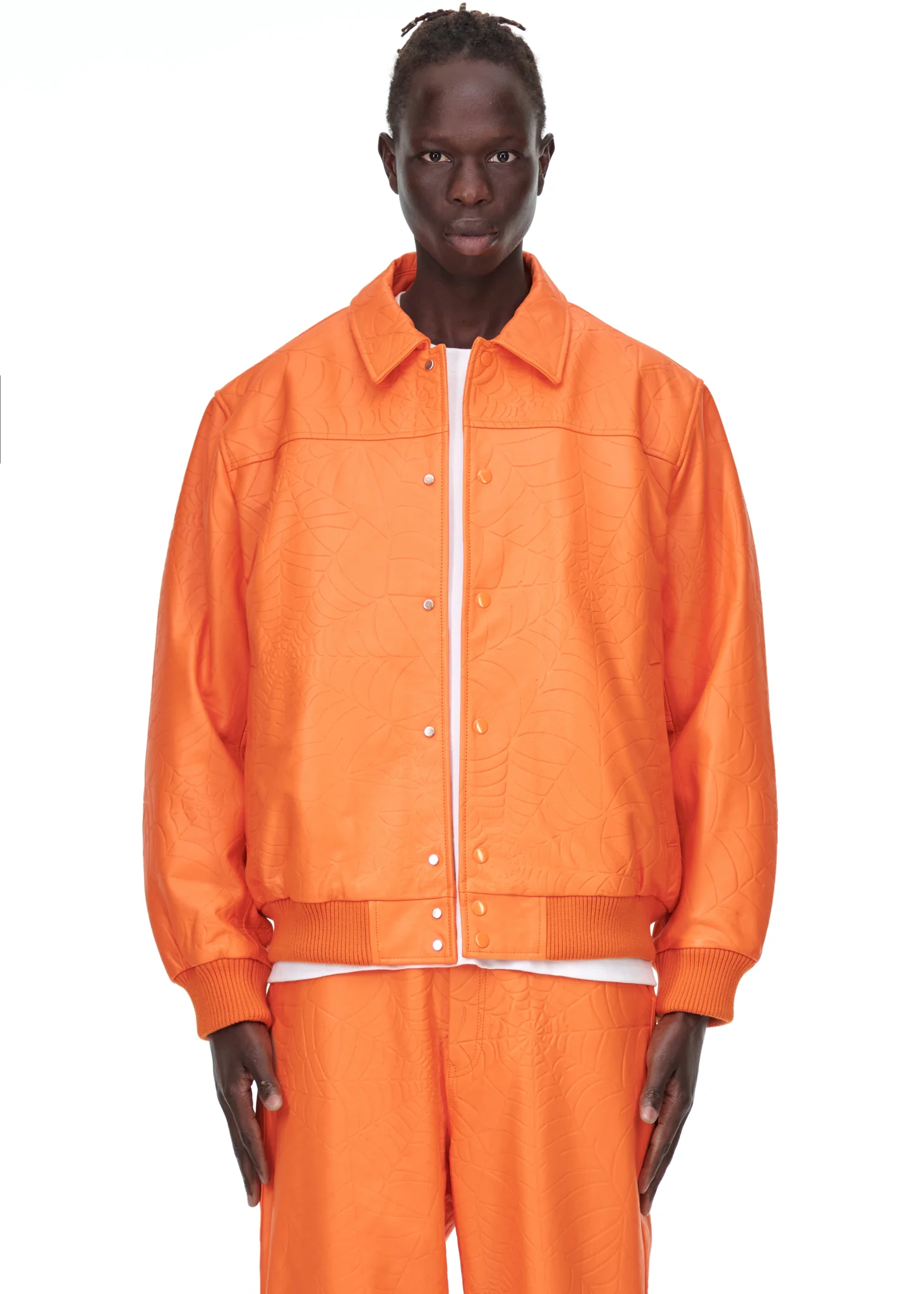 DEBOSSED WEB LEATHER JACKET - Image 5