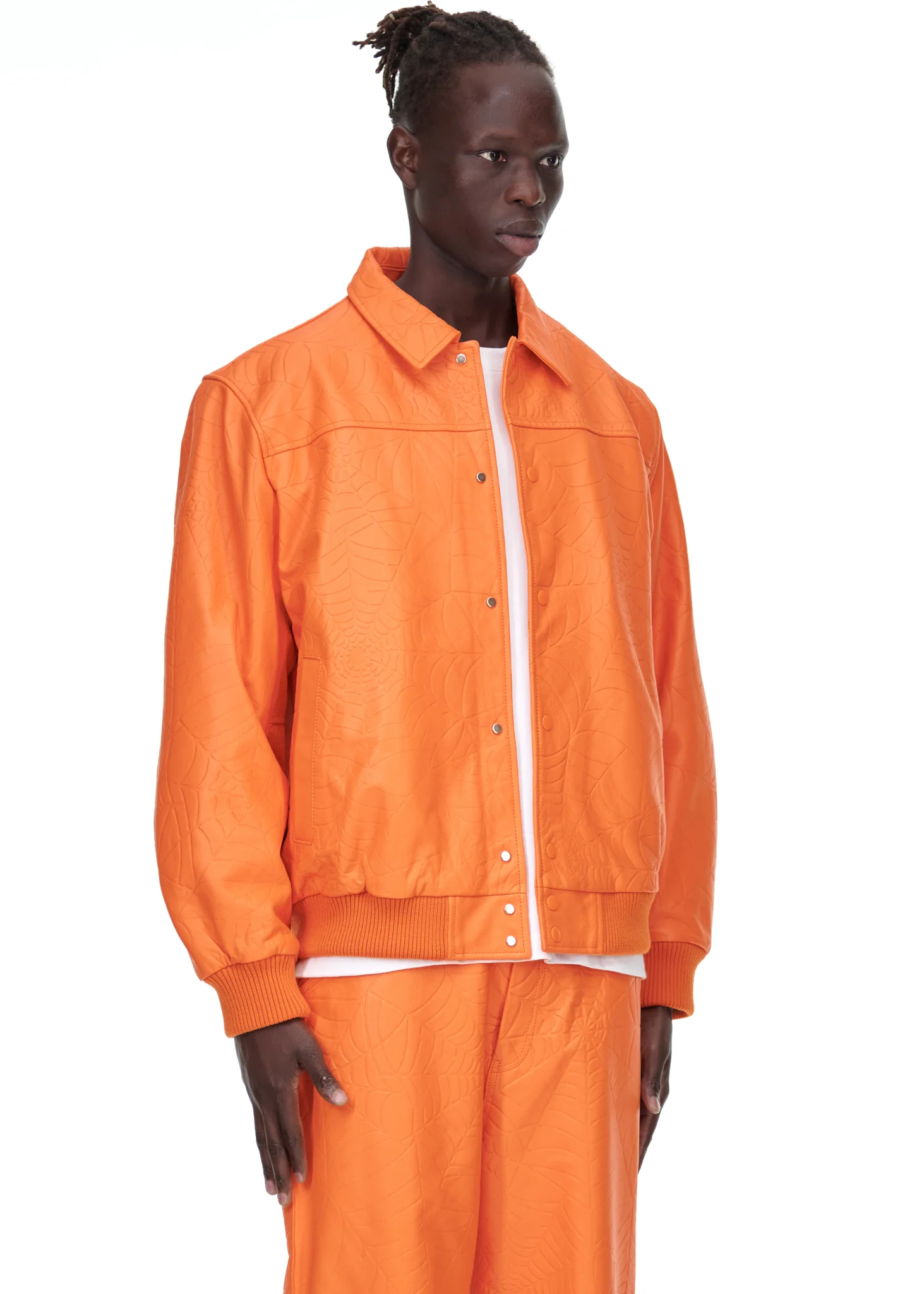 DEBOSSED WEB LEATHER JACKET - Image 6