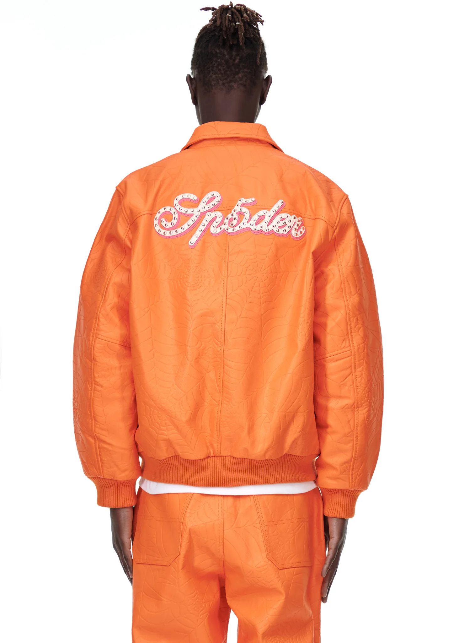 DEBOSSED WEB LEATHER JACKET - Image 7
