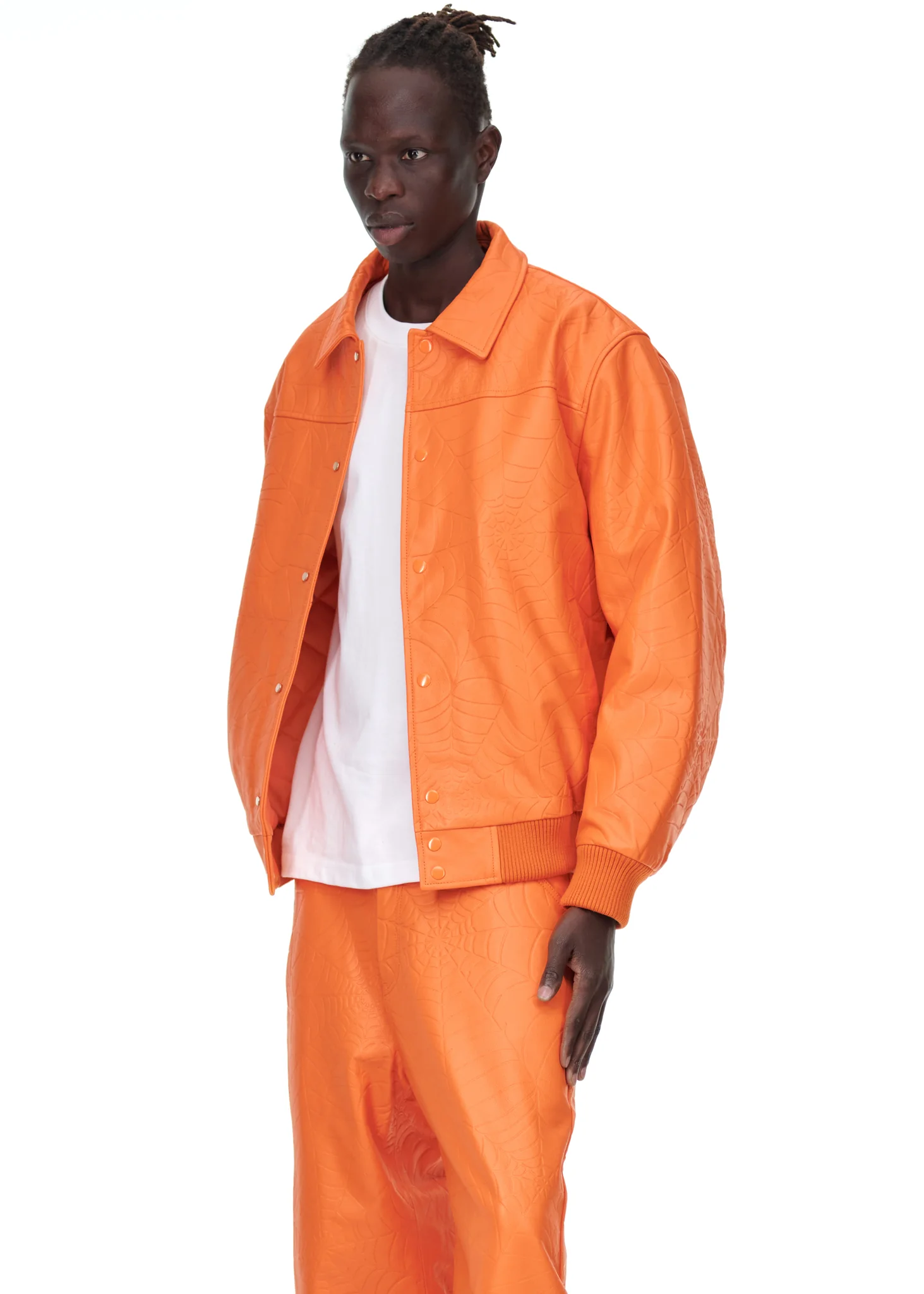 DEBOSSED WEB LEATHER JACKET - Image 8