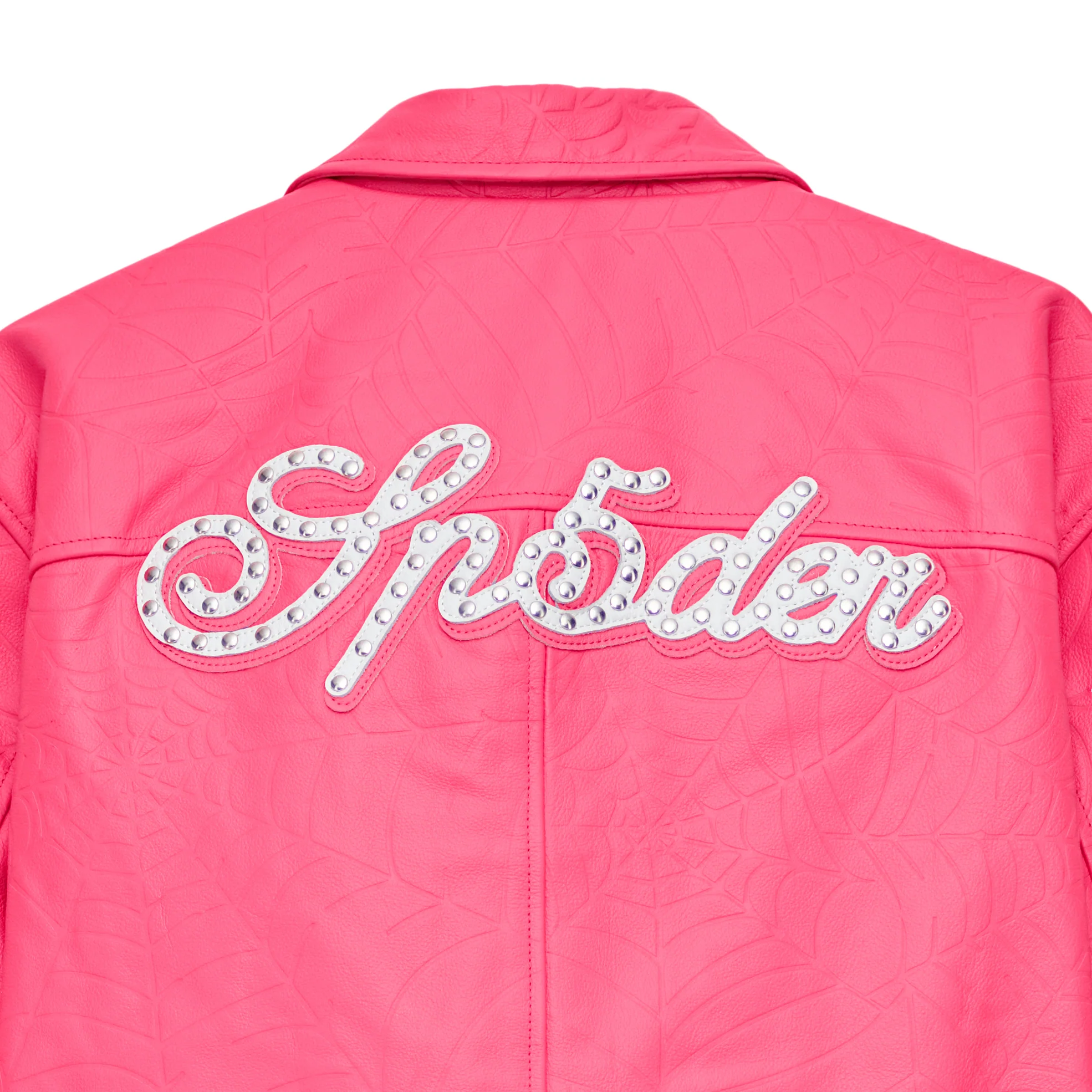 DEBOSSED WEB LEATHER JACKET - Image 4