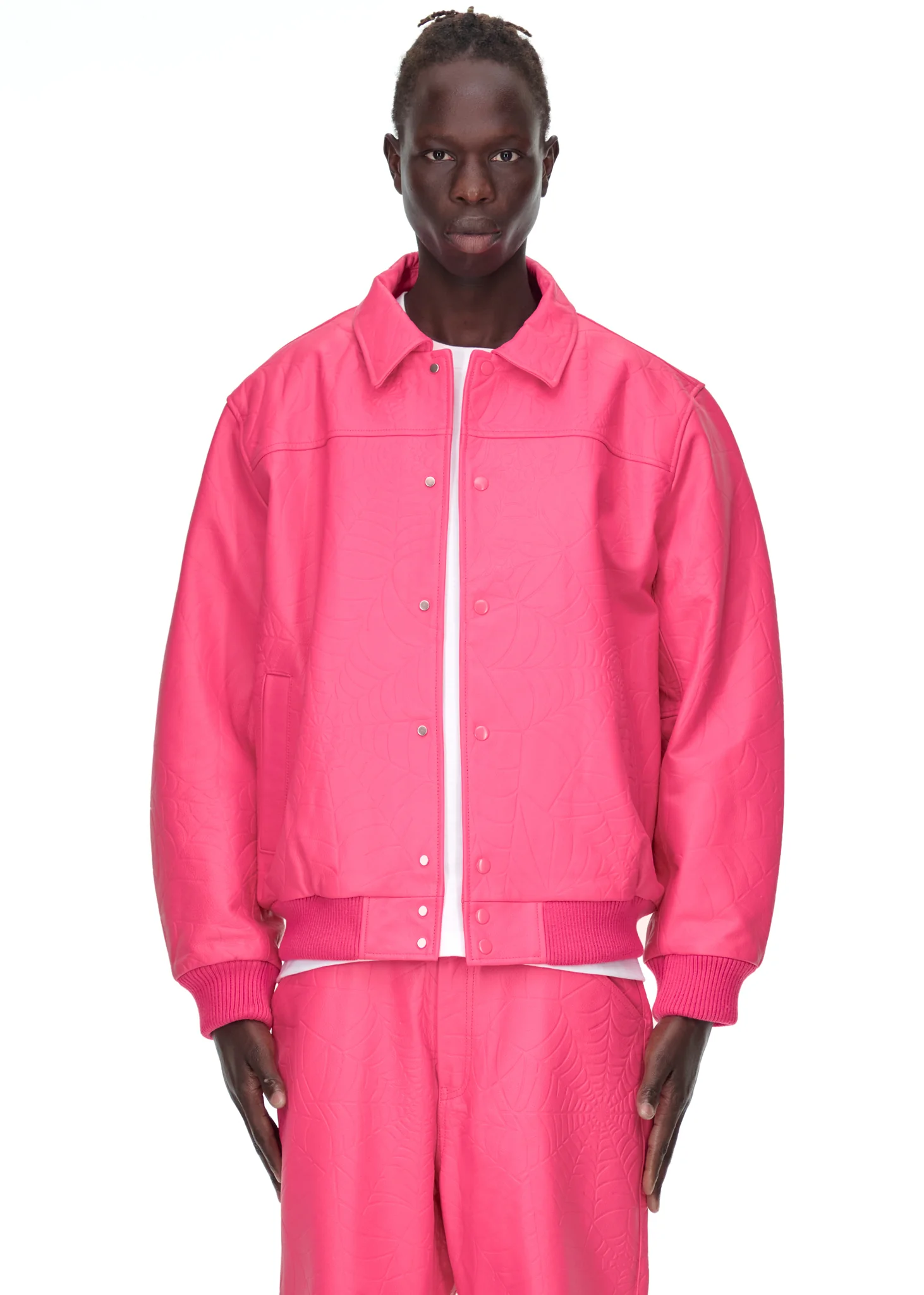 DEBOSSED WEB LEATHER JACKET - Image 5