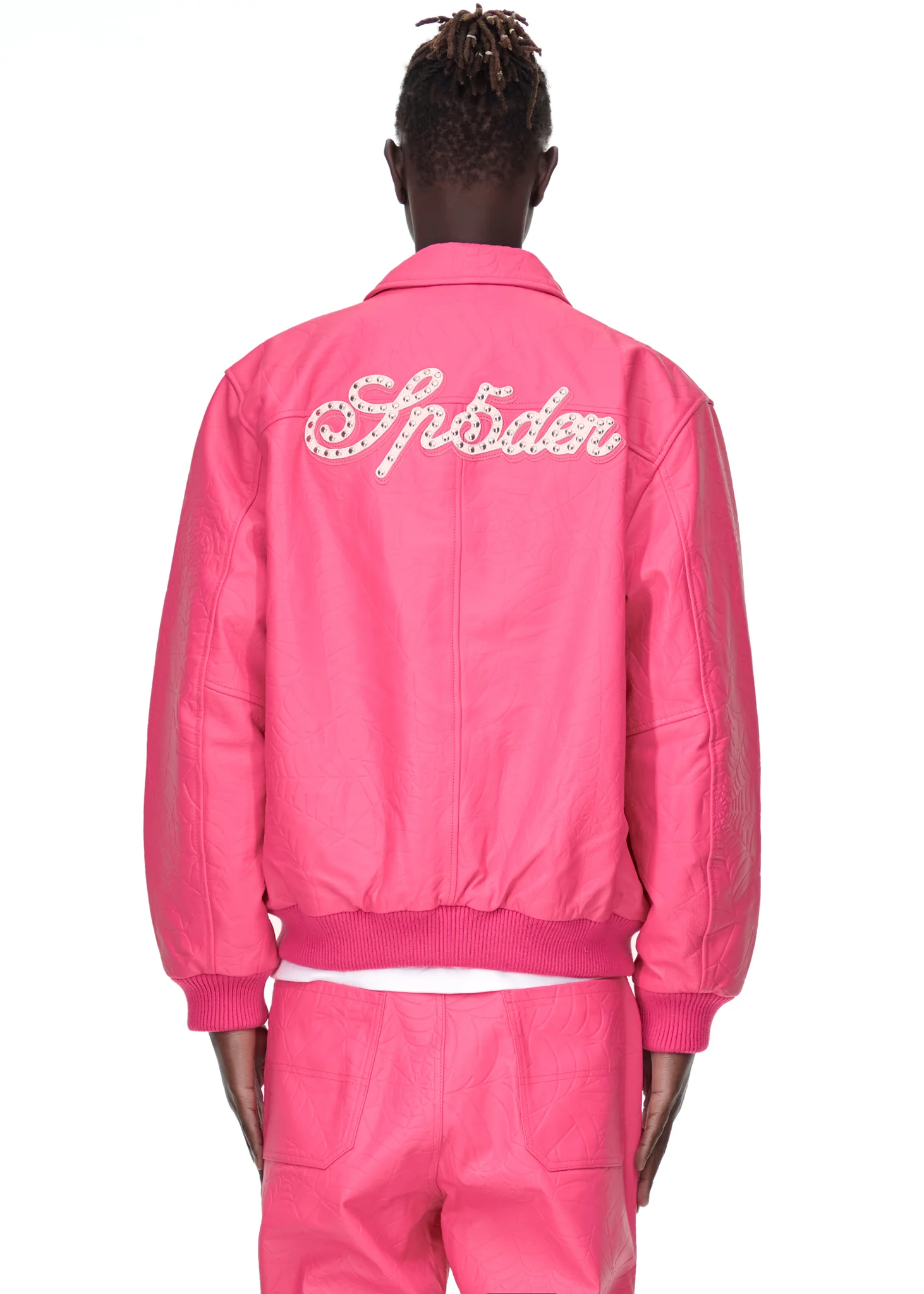 DEBOSSED WEB LEATHER JACKET - Image 7