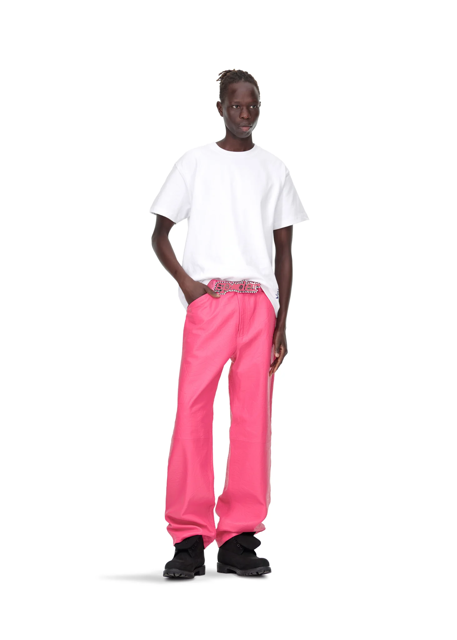 DEBOSSED WEB LEATHER PANT - Image 9