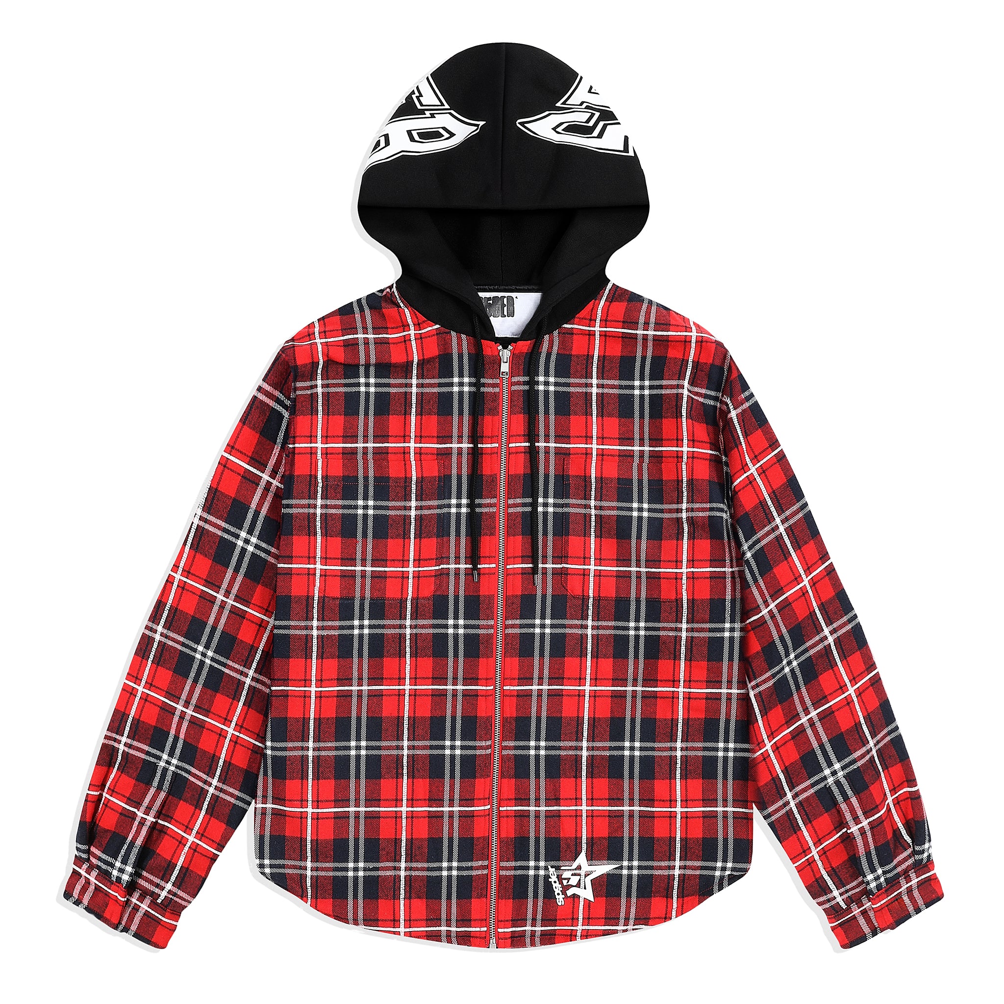 HOODED ZIP FLANNEL SHIRT JACKET