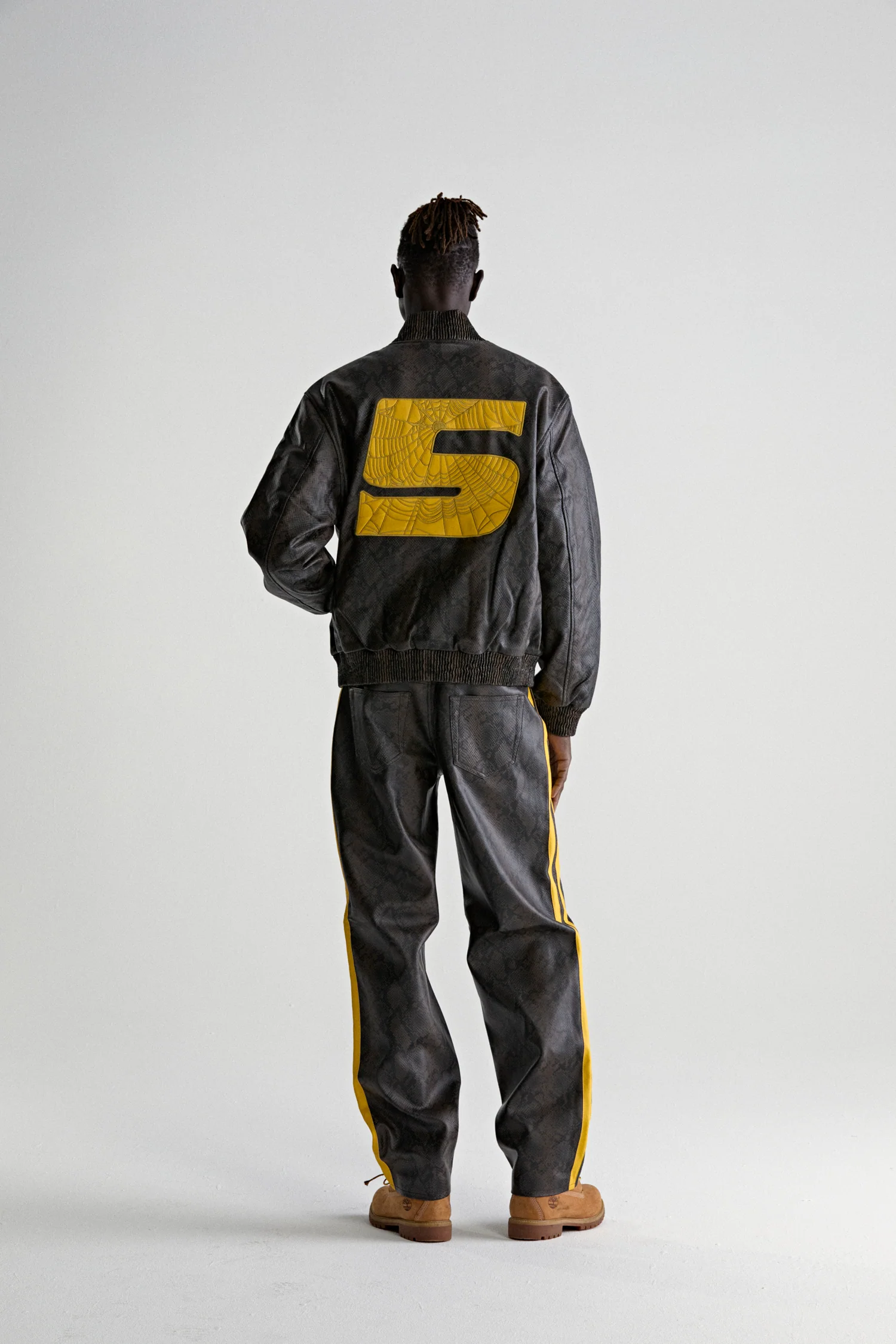 SNAKE LEATHER VARSITY BOMBER JACKET - Image 11
