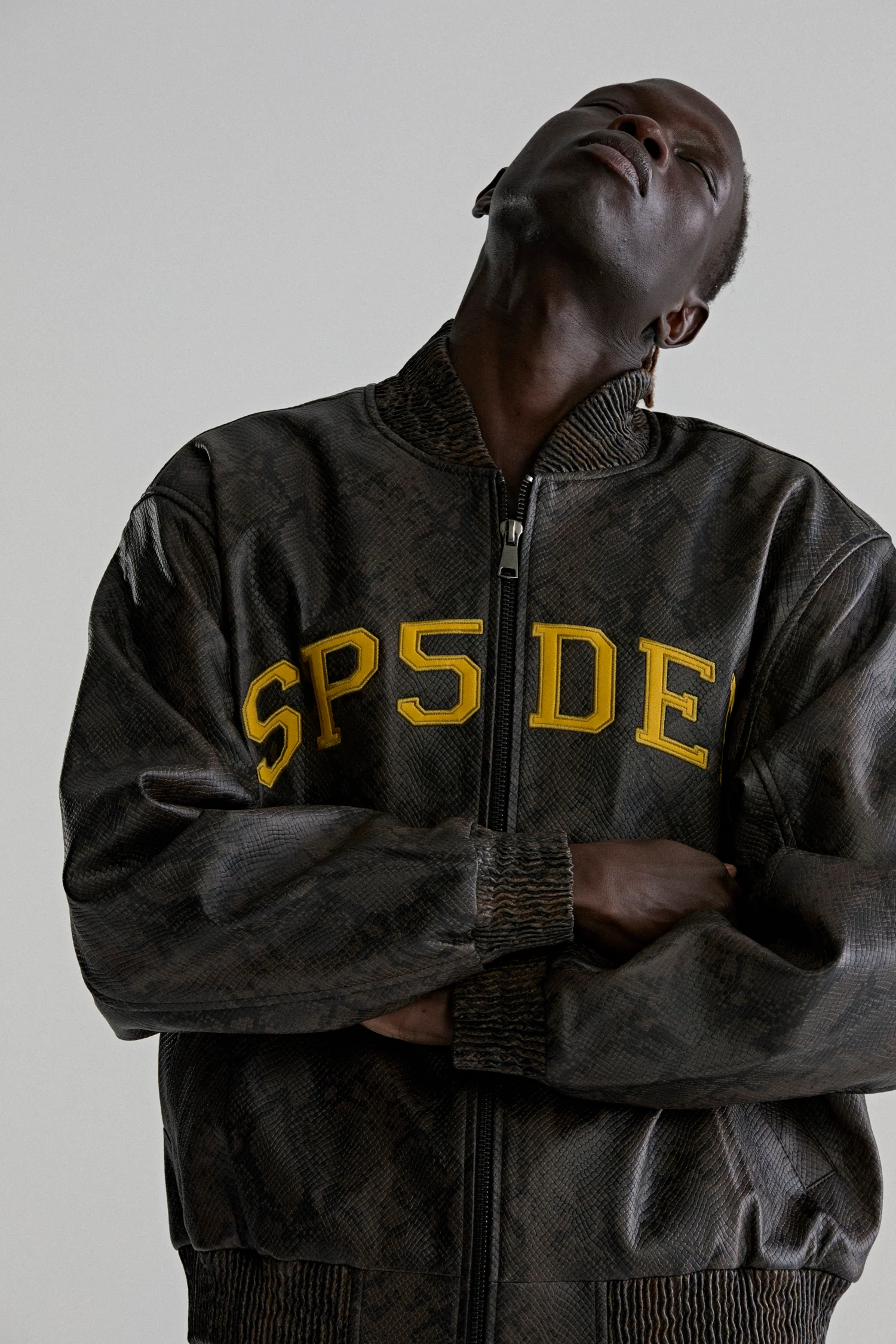 SNAKE LEATHER VARSITY BOMBER JACKET - Image 14