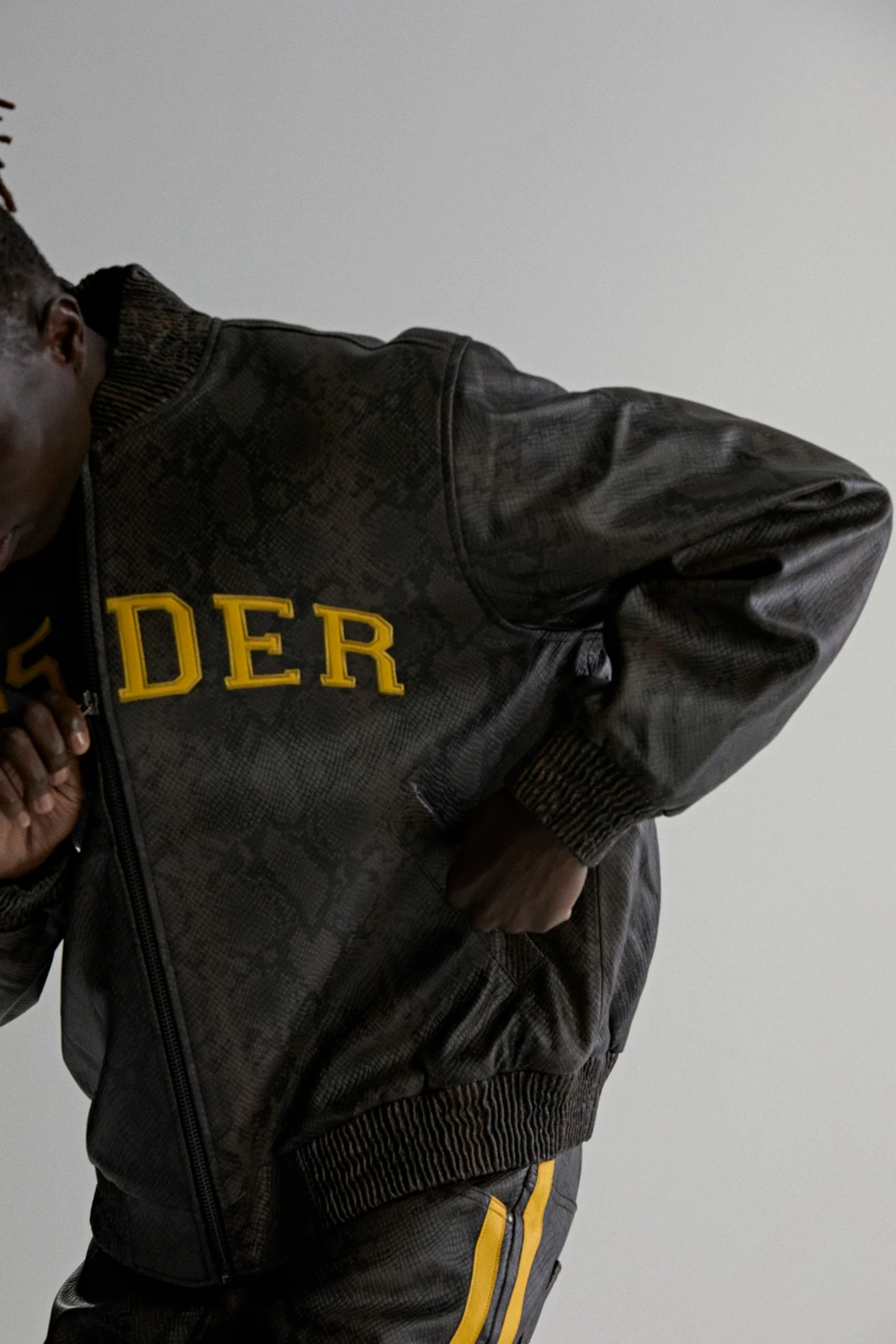 SNAKE LEATHER VARSITY BOMBER JACKET - Image 16