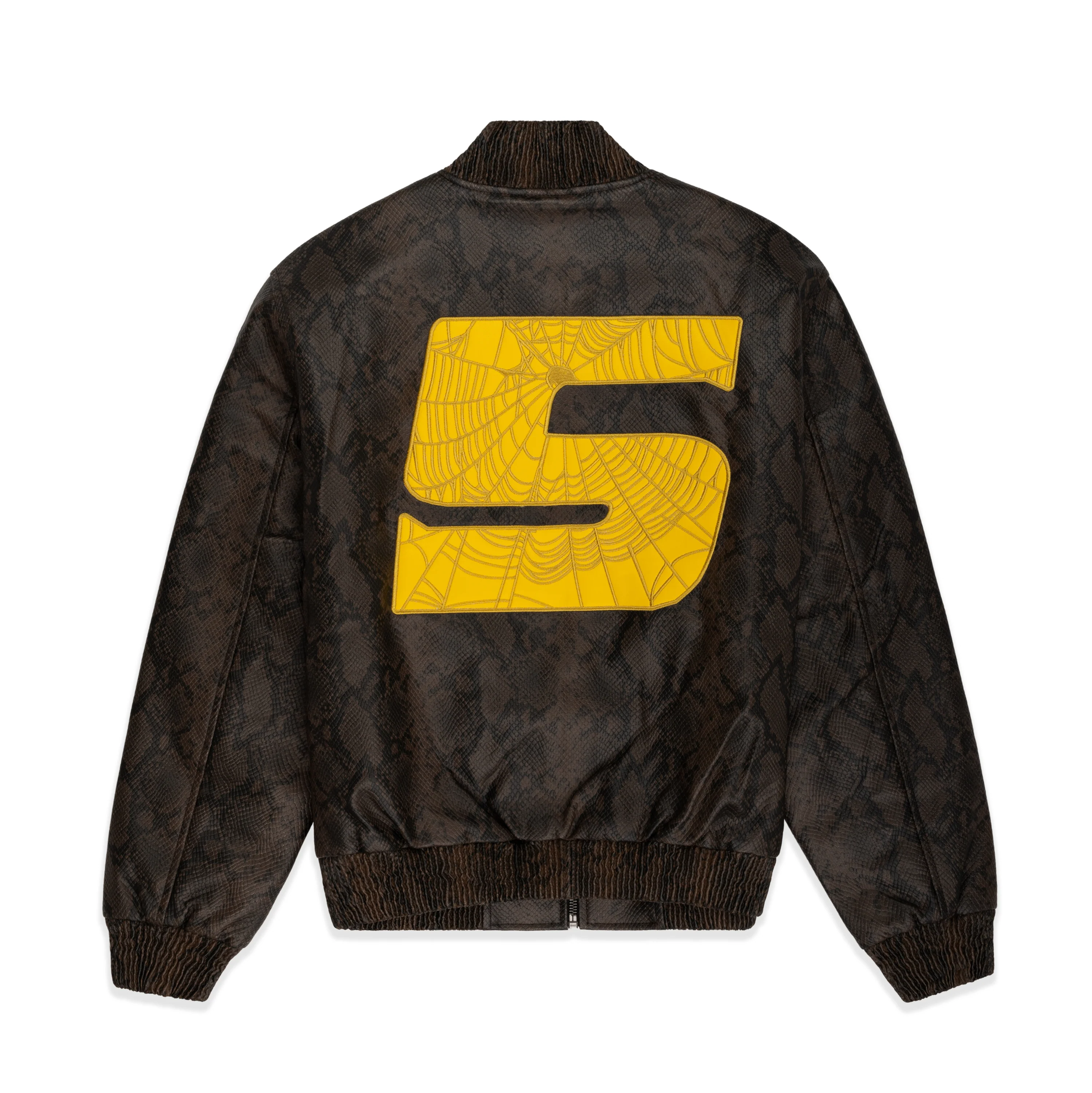 SNAKE LEATHER VARSITY BOMBER JACKET - Image 2