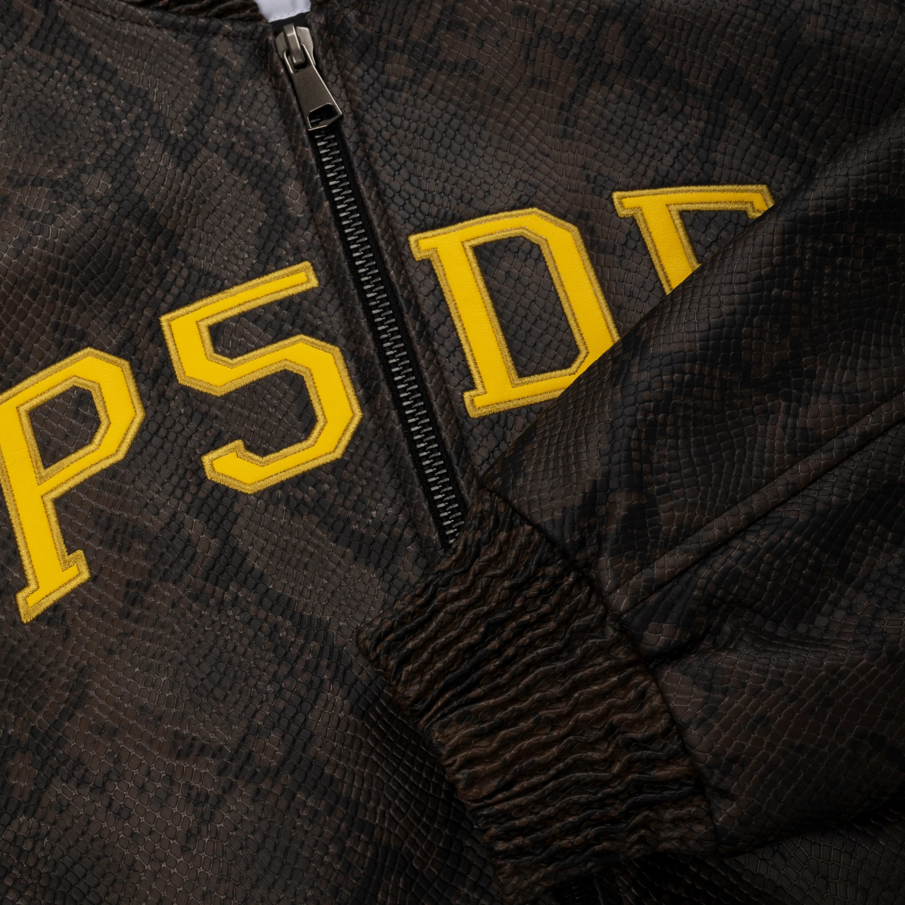 SNAKE LEATHER VARSITY BOMBER JACKET - Image 4