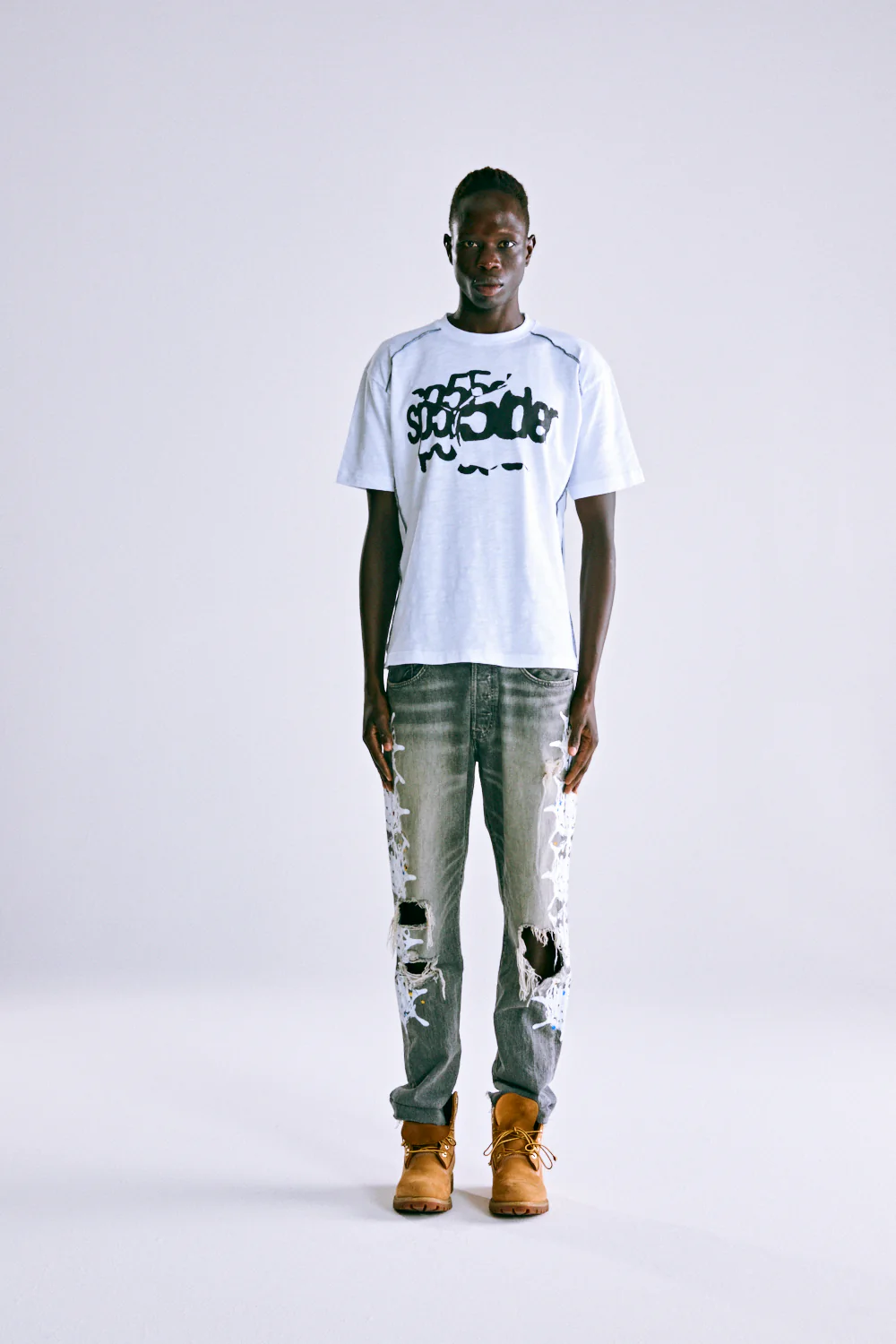 CONTRAST STITCH SLUB TEE - Image 5