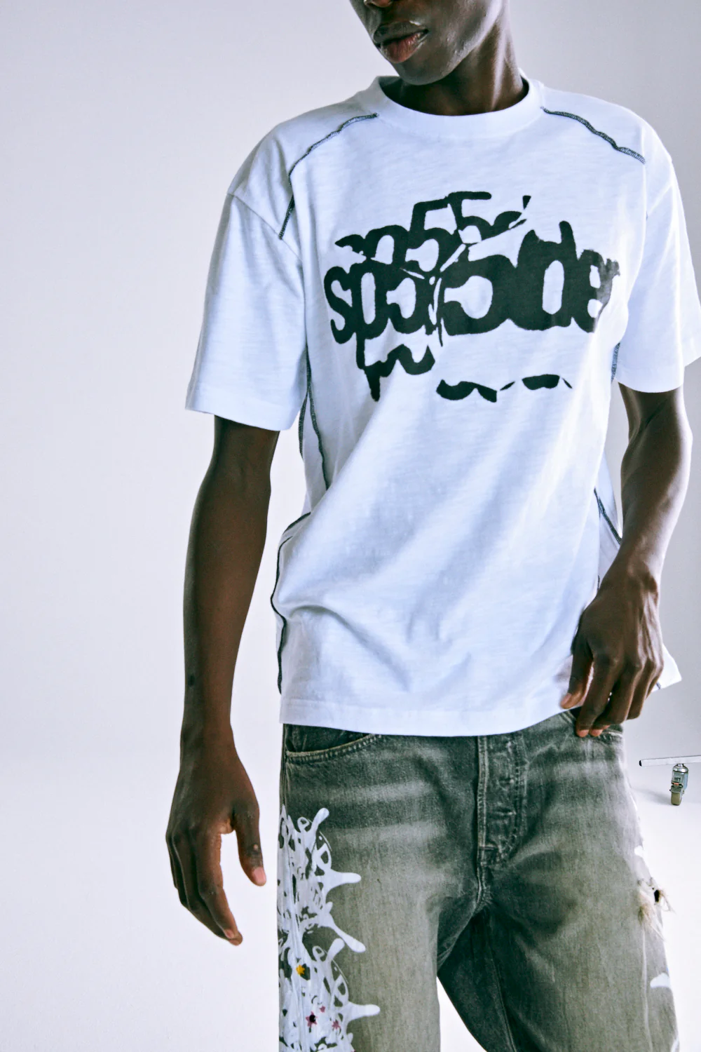 CONTRAST STITCH SLUB TEE - Image 6