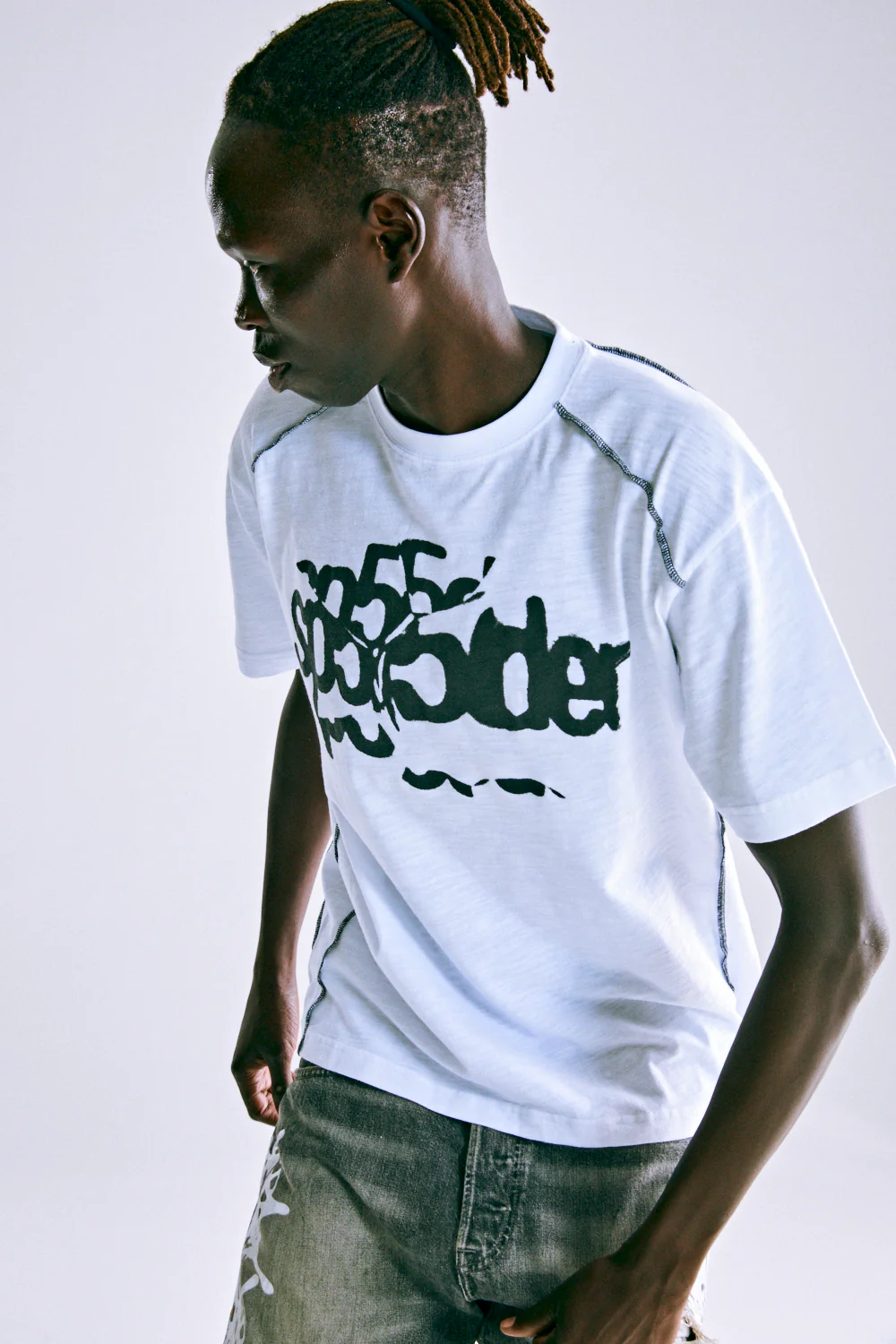 CONTRAST STITCH SLUB TEE - Image 9